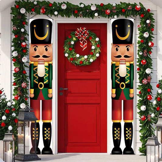 Nutcracker Soldier Door Banner Decor Christmas Decorations for Home Xmas Hanging Ornaments Navidad Noel Gifts New Year