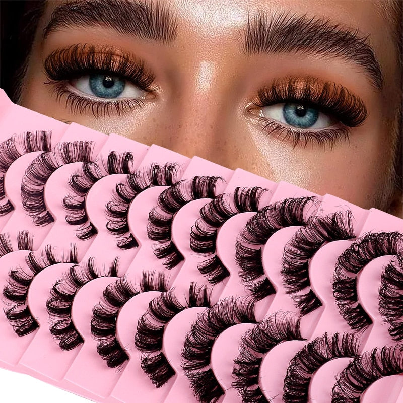 Natural Cluster Lashes Extensions Wispy False Eyelashes Fake Lashes 3D Strips Eyelash Extensions DIY Lashes 10 Pairs