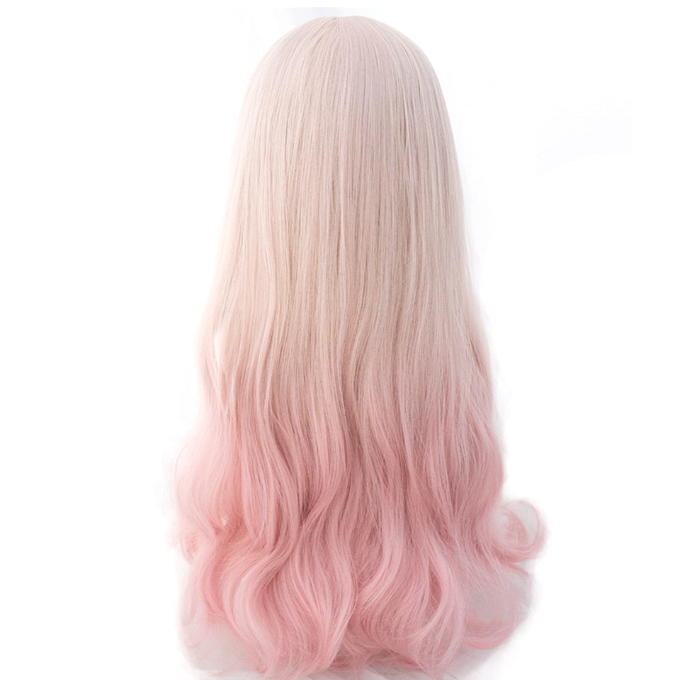 Synthetic Long Wavy Women Light Pink Gradient Mixed Color Lolita Cosplay Heat Resistant Party Wig