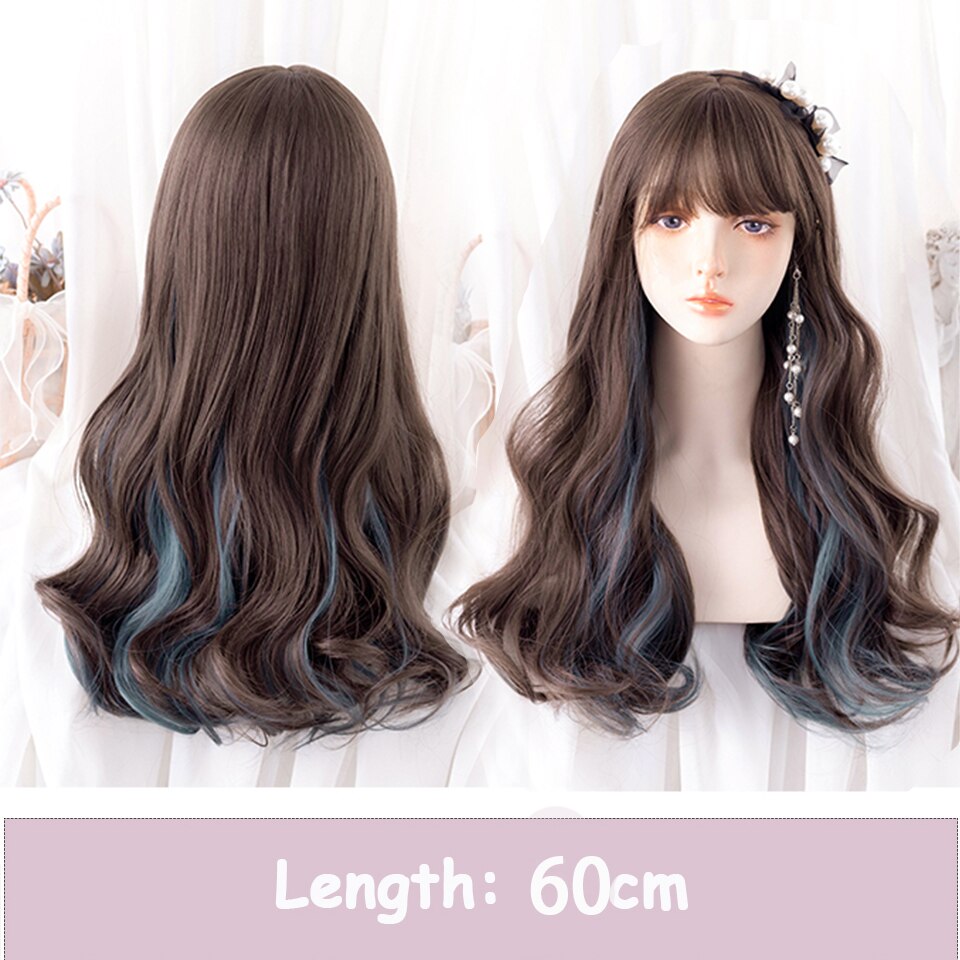 Synthetic Long Wavy Women Light Pink Gradient Mixed Color Lolita Cosplay Heat Resistant Party Wig