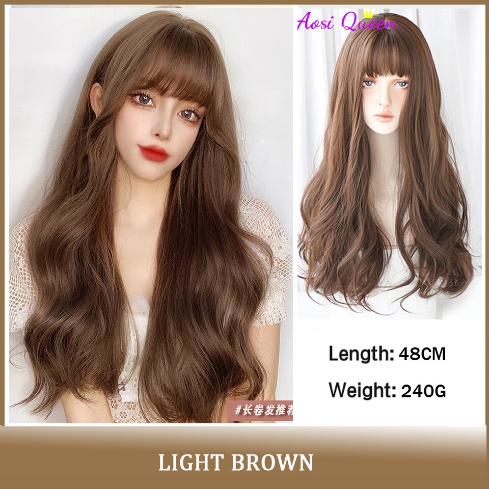 Cosplay Wig With Bangs Synthetic Straight Hair 24 Inch Long Heat-Resistant Pink Wig For Women