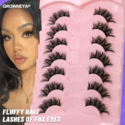 Half Eey Lashes 5/7 Pairs Faux Mink Lashes Cat Eye Crisscross Natural False Eyelashes Wispy Fluffy Eyelash Extension