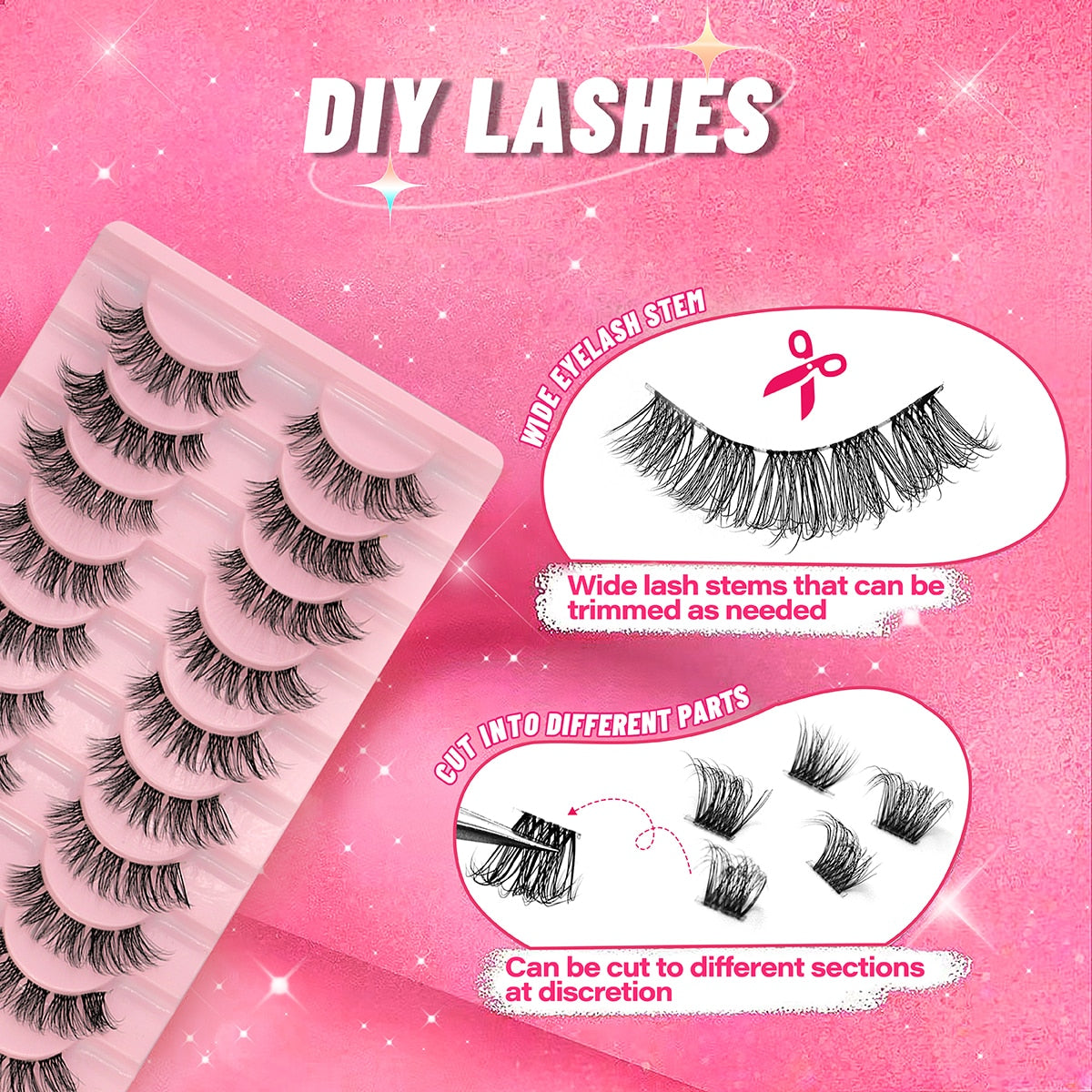Clear Eyelash Manga  Lashes False 5/10 Pairs Eyelashes Cat-Eye Natural Fluffy 3D Faux Mink Lashes Wispy Lashes