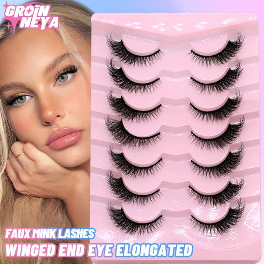 Cat Eye Lashes Faux Mink Eyelashes Winged End Eye Elongated Eyelashes Fake Lashes Soft Natural long Full Strip Lashes
