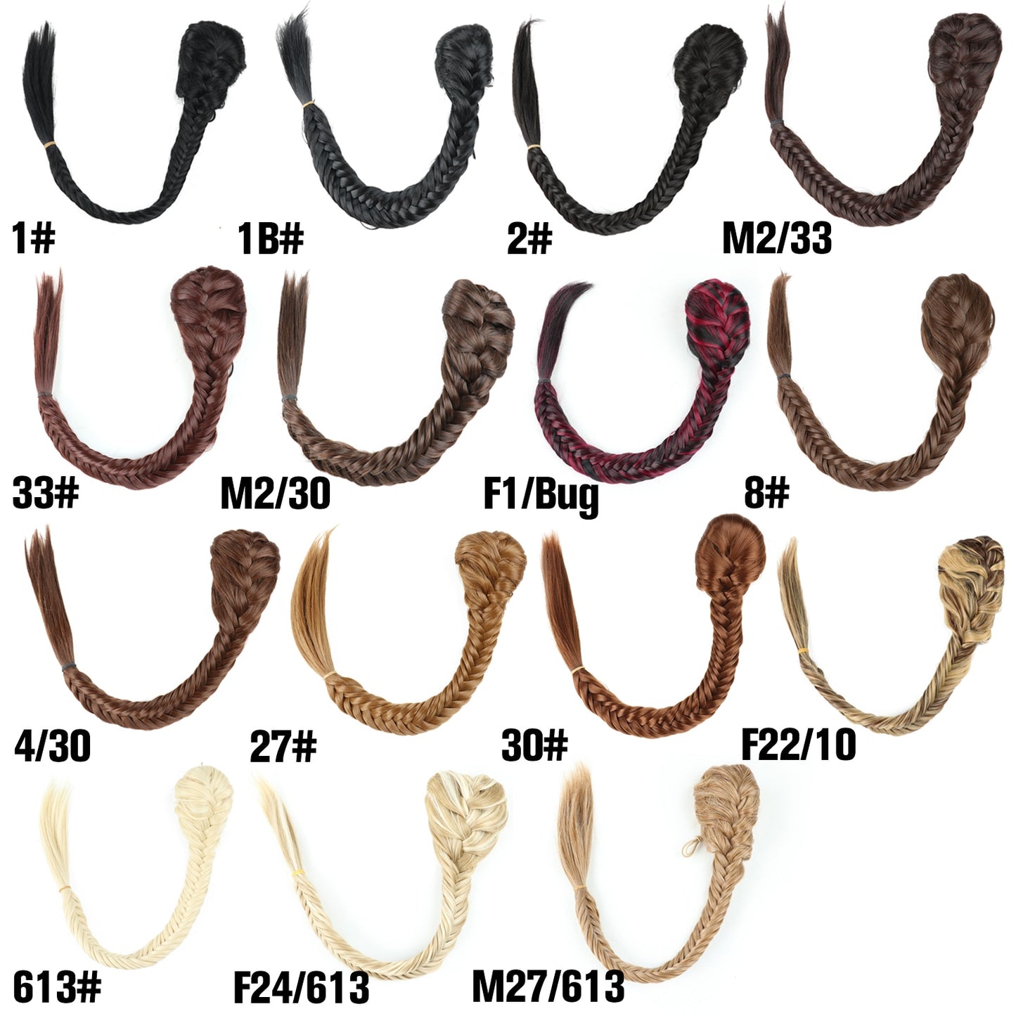 Synthetic Heat Resistant Braided Fishtail Fishbone Drawstring Ponytail Hairpiece Blonde Hair Extensions For Woman