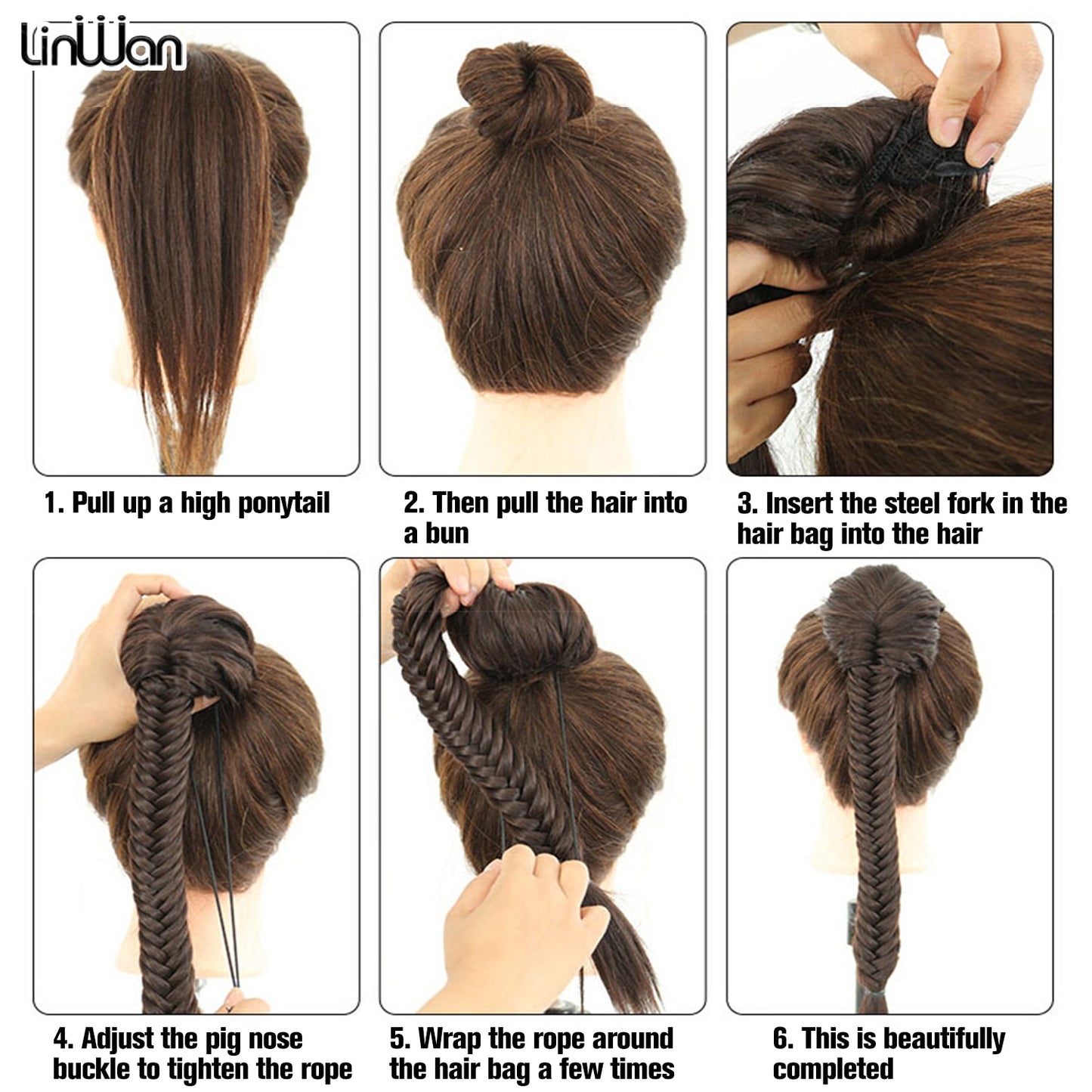 Synthetic Heat Resistant Braided Fishtail Fishbone Drawstring Ponytail Hairpiece Blonde Hair Extensions For Woman