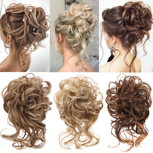 Synthetic Curly Donut Chignon With Elastic Band Scrunchies Messy Hair Bun Updo Hairpieces Extensions for Women