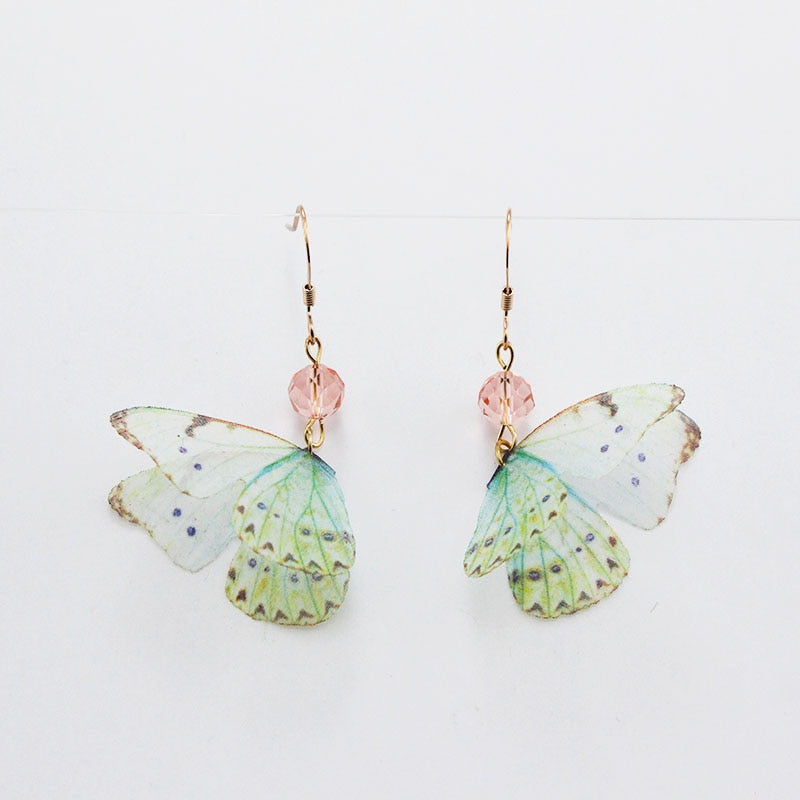 Long Tassel Transparent Yarn Blue Purple Butterfly Earring Drop Earring For Women Girl Party Hot Jewelry