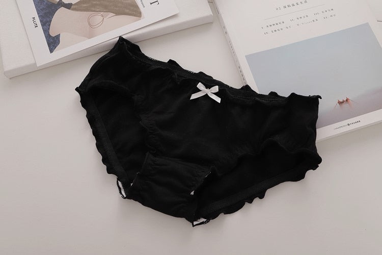 Japanese Girls Cotton Underwear Sweet Ruffles Lady Low Waist Thin Briefs Antibacterial Female Underpants