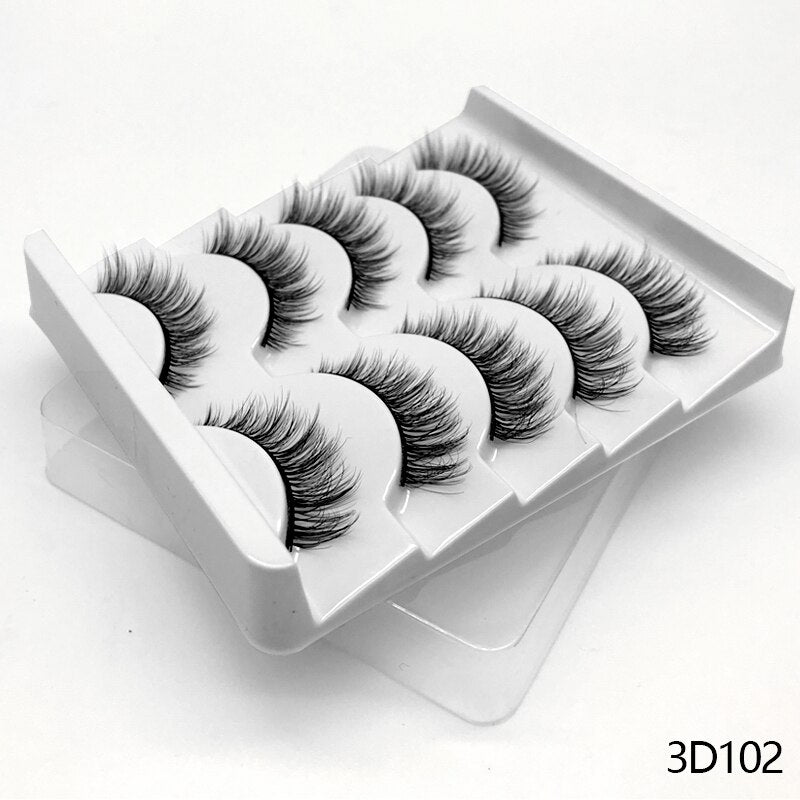 3D Mink Lashes 2/5/8 Pairs Natural False Eyelashes Fluffy Soft Wispy Volume Dramatic Long Cross Eyelash Extension
