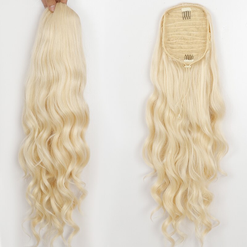 Synthetic Ponytail Extension Long Black Drawstring Wavy Ponytail Hair for Women Body Wavy Ponytail