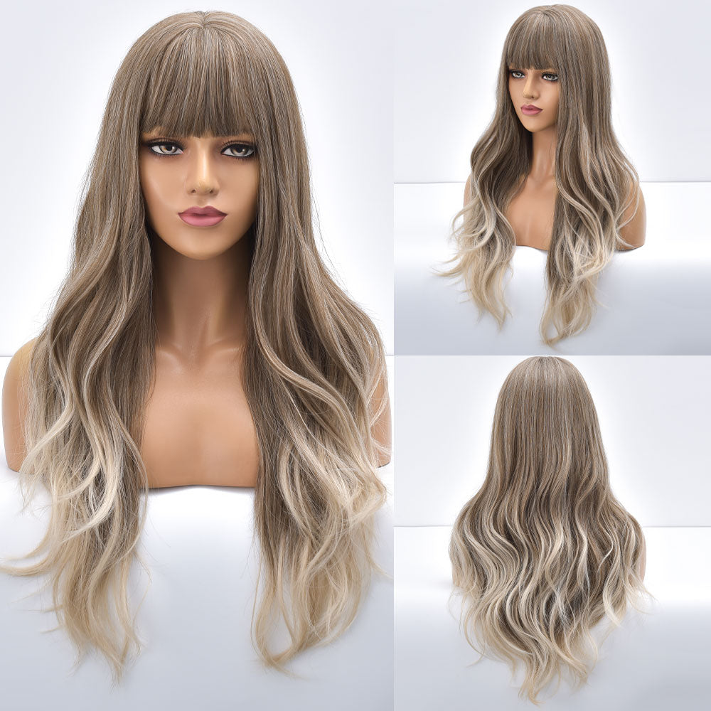 Blonde Body Wave Synthetic Wigs For Women Long Wave White Lolita Cosplay Party Natural Heat Resistant Hair