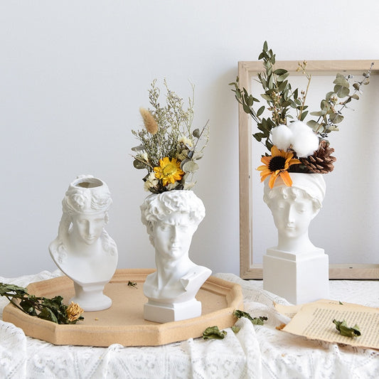 Nordic Style David Art Sculpture Portrait Vase Decoration Living Room Flower Arrangement Retro Florist Home Hydroponic Vase