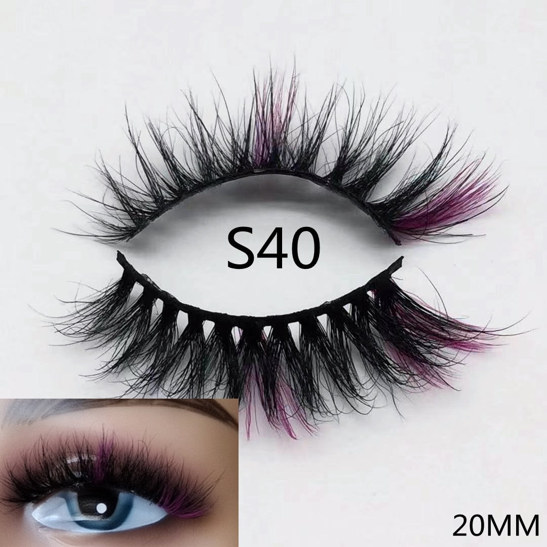 3D Mixed Color Mink Lashes Beauty Natural Individual Eyelashes Fluffy Lash Extension mix pink blue dramatic lash