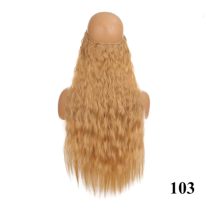Invisible Wire No Clip One Piece Hair Extensions Secret Fish Line Hair Pieces Wave Straight Synthetic Fake 24 inch