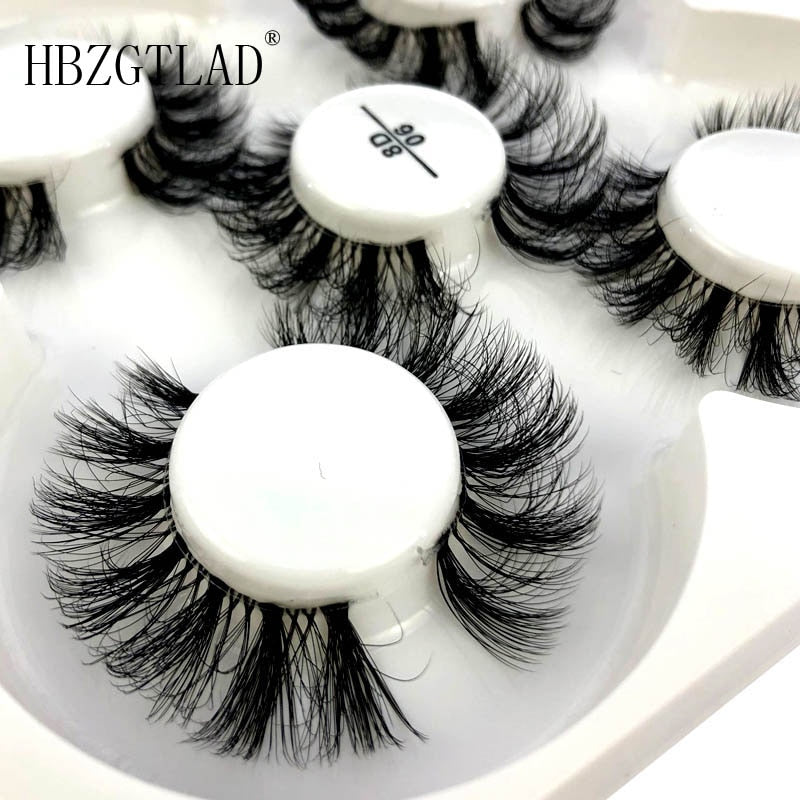 5 pairs Mink Eyelashes Clear Band Eye Lashes Crisscross Transparent Band False Eyelashes Handmade Dramatic Lashes Upper Lash