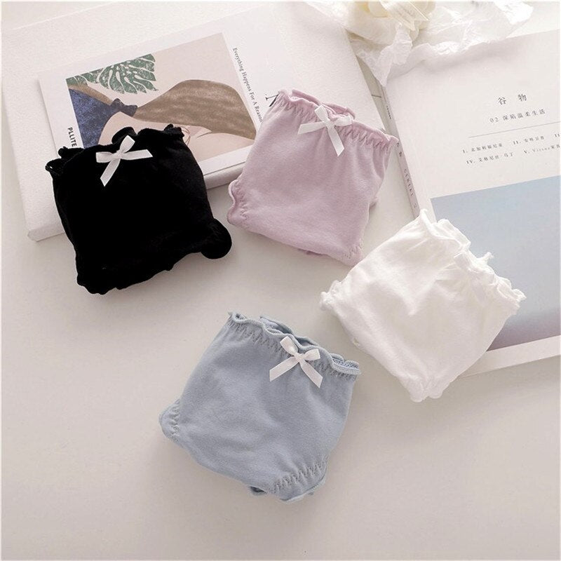 Japanese Girls Cotton Underwear Sweet Ruffles Lady Low Waist Thin Briefs Antibacterial Female Underpants