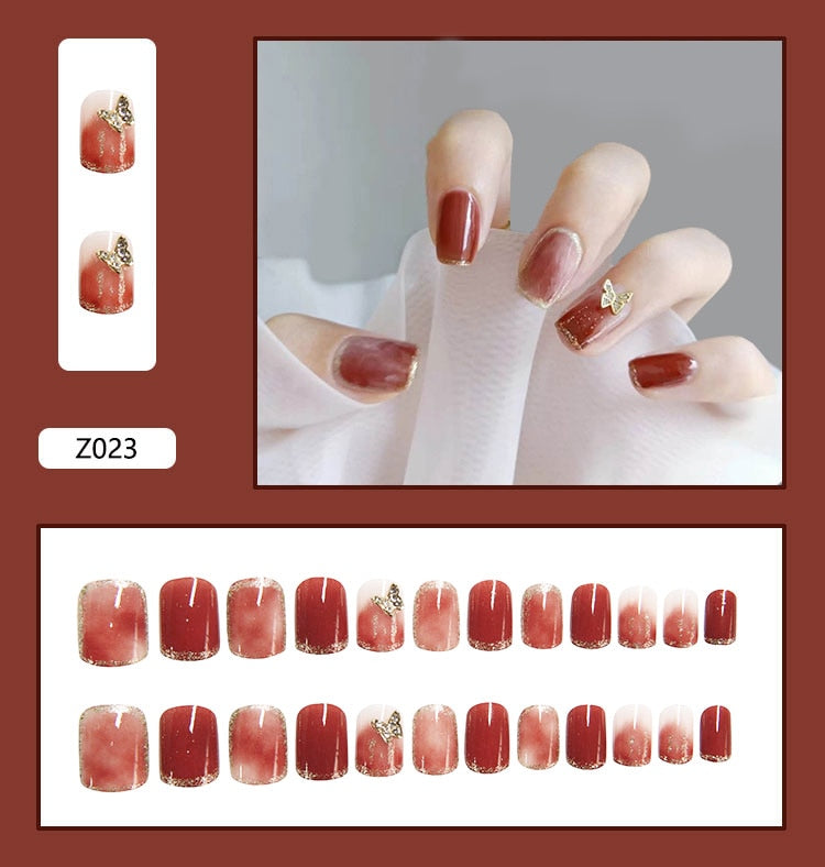 24Pcs/Set 3D Butterfly Bow Bride Fresh and Elegant White Wear DIY Manicure Nail Art Tools