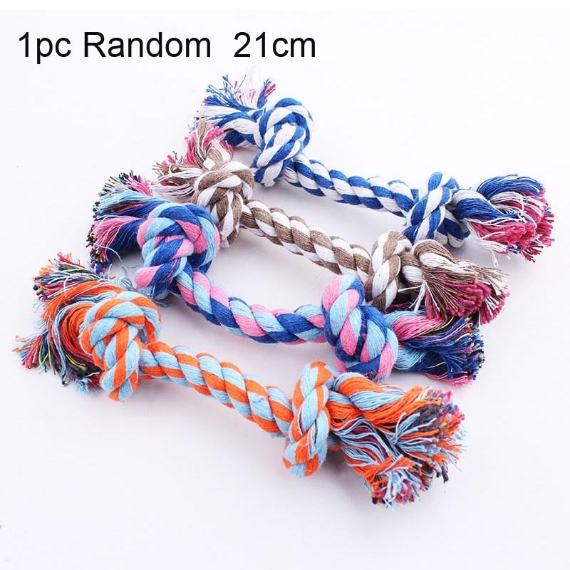 1pc Pet Dog Toy Rope Double Knot Cotton Braided Rope Toy Puppy Chew Cleaning Tooth supplies