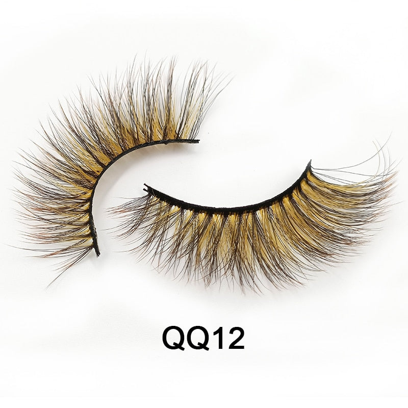 Fluffy Thick Dramatic 3D Faux Mink Colored Eyelashes Pink Red Natural Synthetic Colorful Rainbow Color Eye Lashes for Holiday