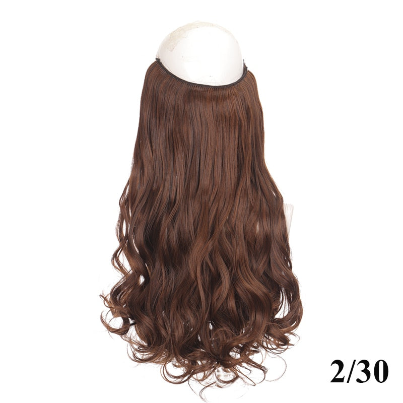 Invisible Wire No Clip One Piece Hair Extensions Secret Fish Line Hair Pieces Wave Straight Synthetic Fake 24 inch
