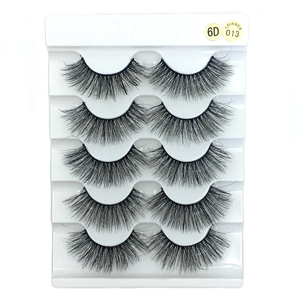 5 Pairs 3D Faux Mink Hair False Eyelashes Wispies Fluffies Drama Natural Long Soft Handmade Cruelty-free Black Lashes