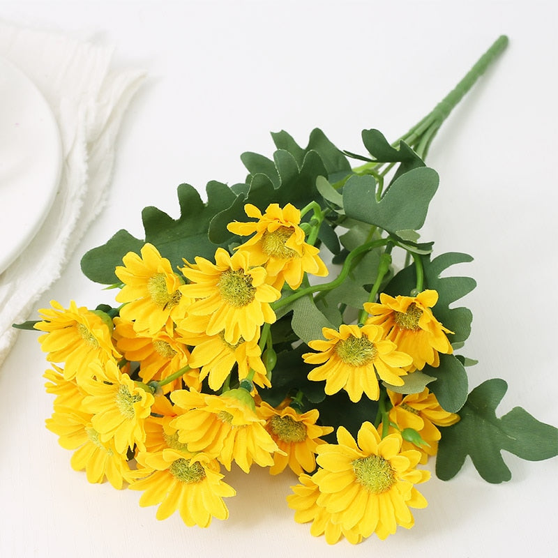 Autumn Artificial Daisy Flowers Silk Bouquet Fake Flower DIY Decor for Vase Home Wedding Christmas Decorative