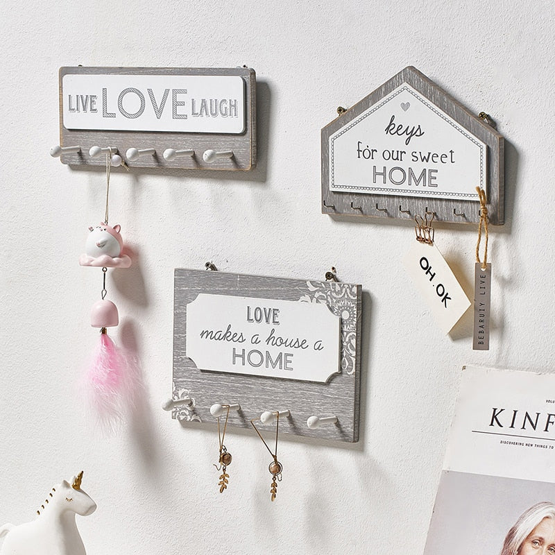 Rack Storage Rack Key Wooden Hanger Home Wall Vintage Hallway Home Space Saving Small Bedroom Decorative Room Rack Home Decor