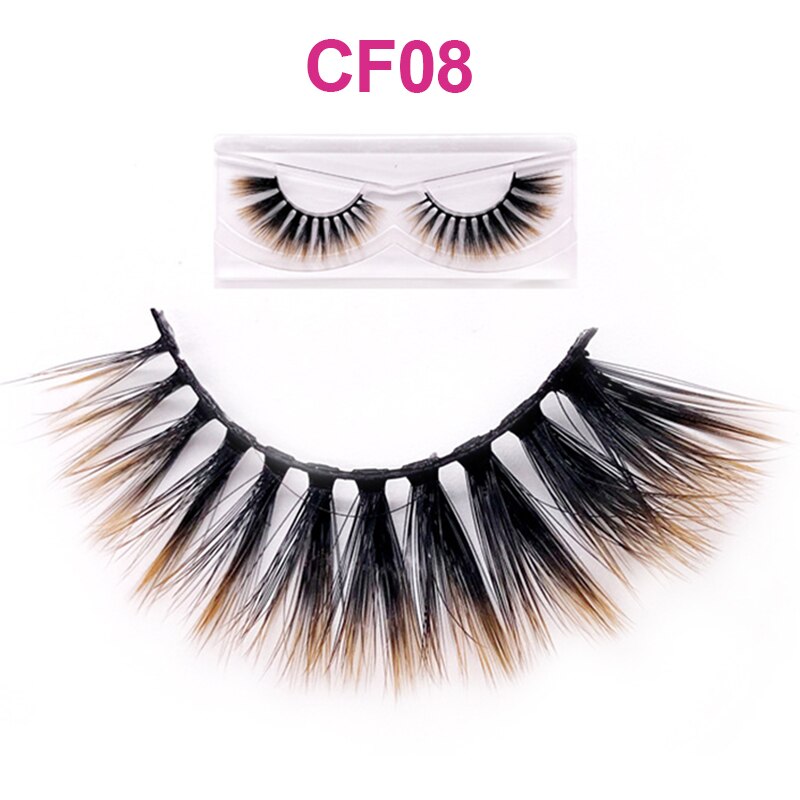 Fluffy Thick Dramatic 3D Faux Mink Colored Eyelashes Pink Red Natural Synthetic Colorful Rainbow Color Eye Lashes for Holiday