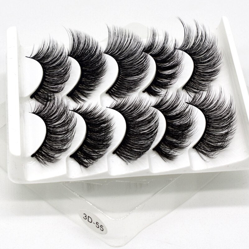 5/8pairs natural false eyelashes fake lashes long makeup 3d mink lashes eyelash extension Fluffy Mink Lashes