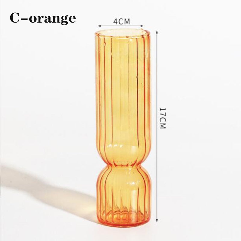 Home Decor Glass Vase Modern Flower Vase Room Decoration Art Colored Small Vase Wedding Decor Hydroponic Plants Japanese Style