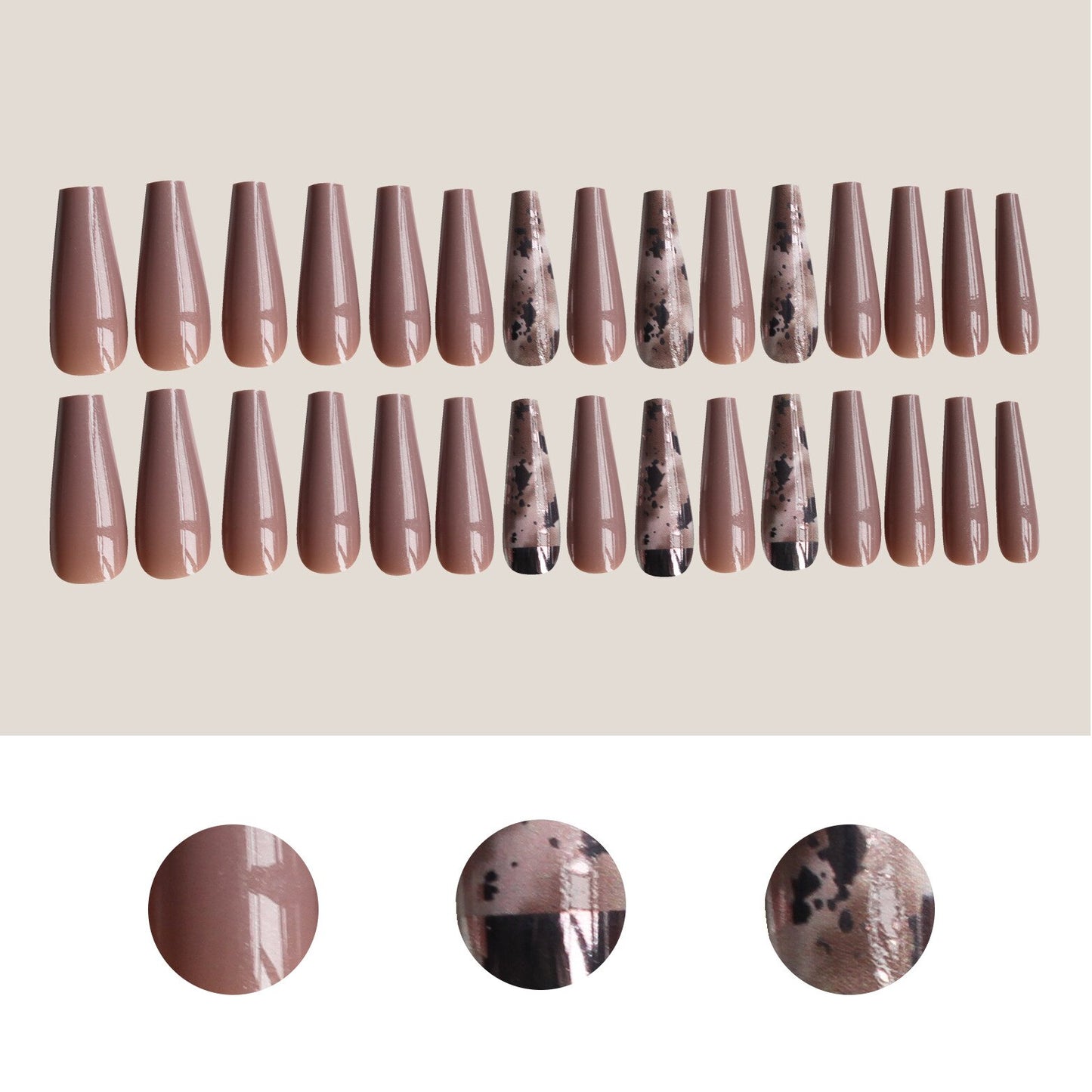 24/30Pcs Pink Leopard Designs False Nails French Long Coffin Fake Nail Artificial Full Cover Nail Art Tips Press on Nail