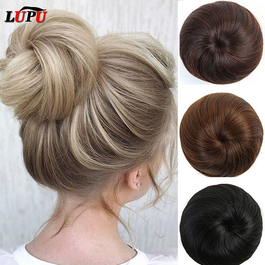 Synthetic Hair Bun Scrunchie Chignon Elastic Band Made Of Hair Clips High Temperture Fiber Hairpiece Ponytail Headwear