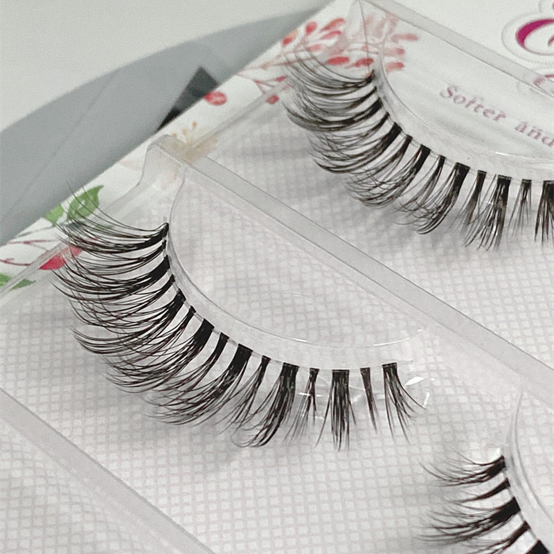 Transparent Terrier 3 Pairs 3D Mink EyeLashes False Lashes Thick EyeLash Lashes Natural Soft Fake EyeLashes