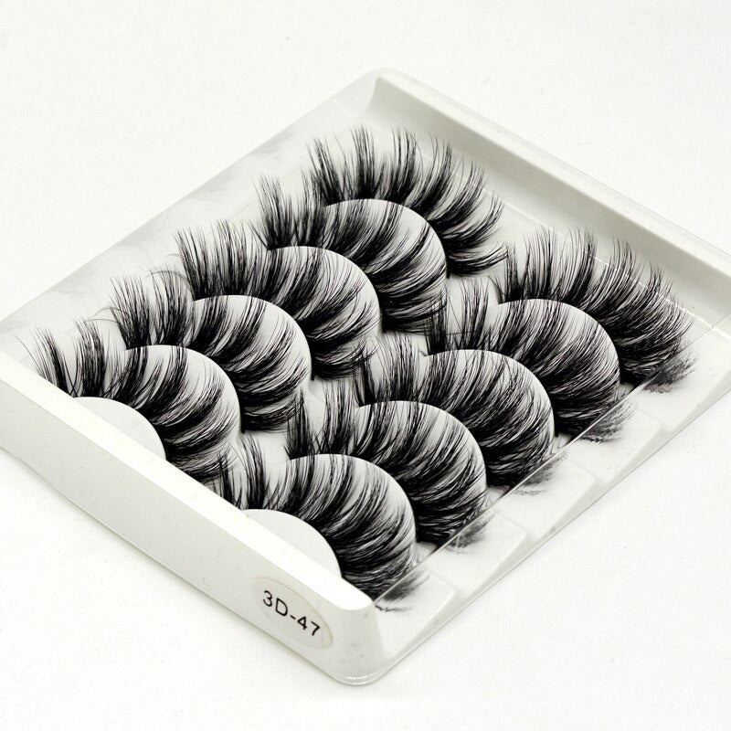 5/8pairs natural false eyelashes fake lashes long makeup 3d mink lashes eyelash extension Fluffy Mink Lashes