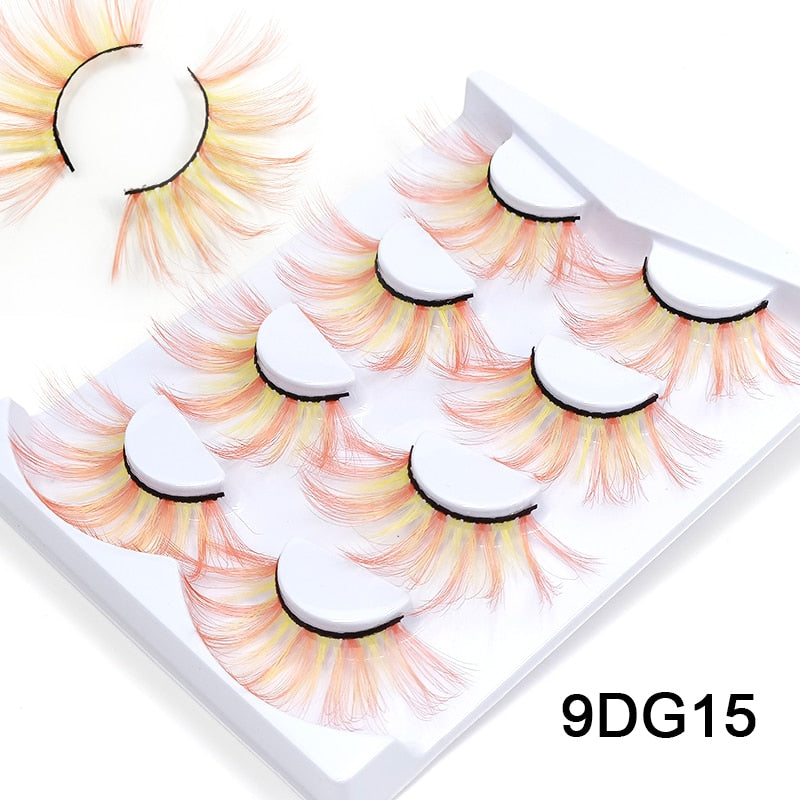 25mm 27mm Long Colorful Eyelashes Hot Pink Faux Mink Colored Lashes Cruelty Free Cosplay Halloween Cilias