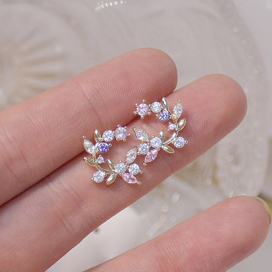 Elegant Exquisite Flower Butterfly Earrings Bling Shining AAA Zircon Stud Earring Jewelry Pendant