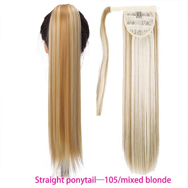 Synthetic Long Straight Wrap Around Clip In Ponytail Hair Extension Heat Resistant Hair Wig