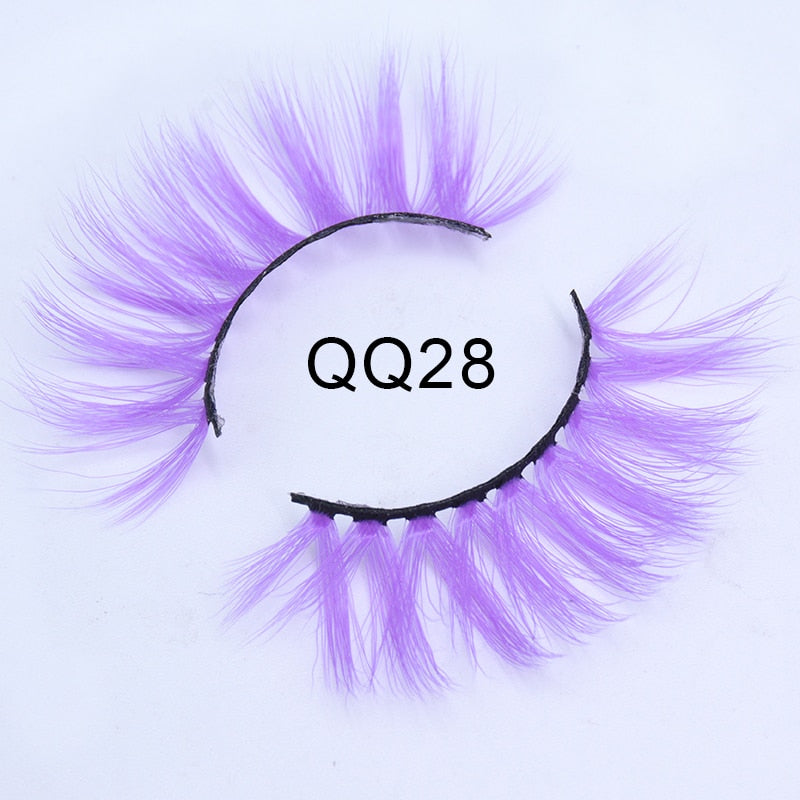 Fluffy Thick Dramatic 3D Faux Mink Colored Eyelashes Pink Red Natural Synthetic Colorful Rainbow Color Eye Lashes for Holiday