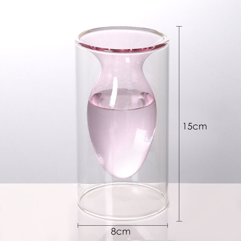 Vase Living Room Decoration Modern Home Decor Terrarium Flower Pots Decorative Transparent Color Art Double Glass Vase