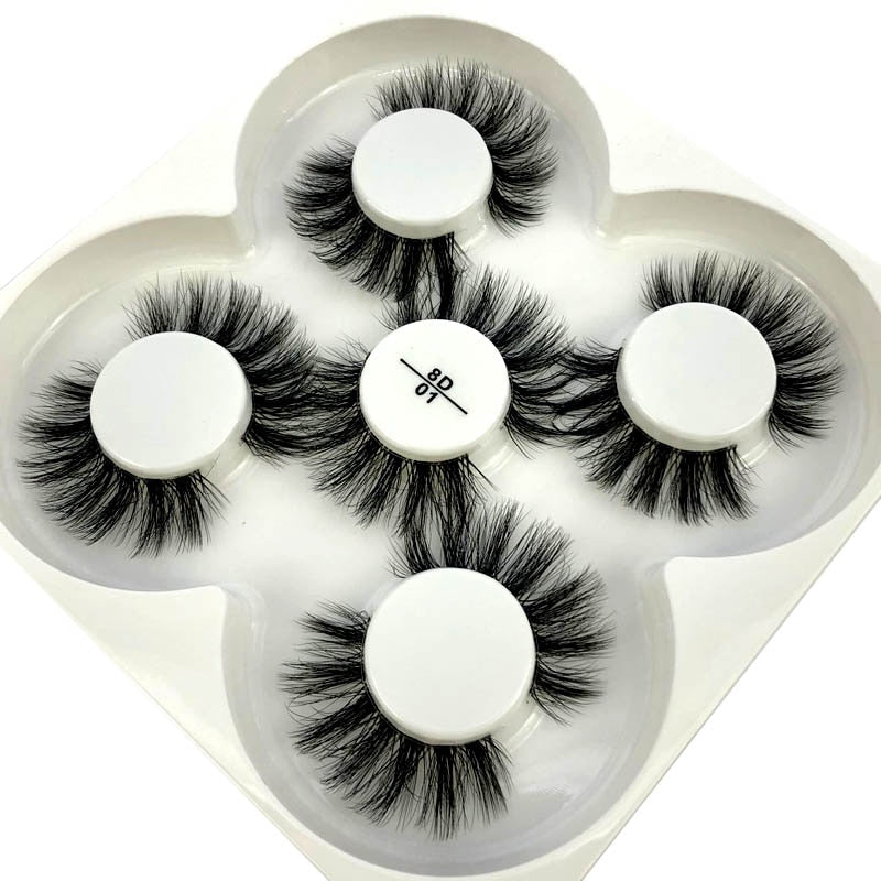 5 pairs Mink Eyelashes Clear Band Eye Lashes Crisscross Transparent Band False Eyelashes Handmade Dramatic Lashes Upper Lash