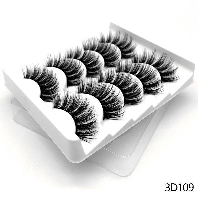 3D Mink Lashes 5/8 Pairs Natural False Eyelashes Fluffy Soft Wispy Volume Dramatic Long Cross Eyelash