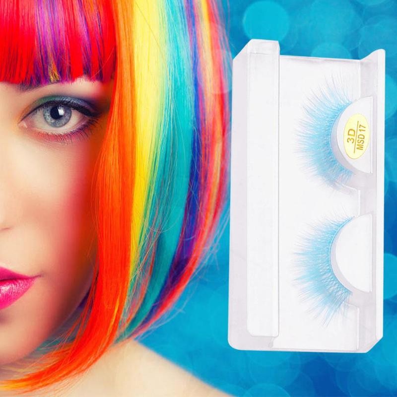 5D Colorful False Eyelashes Faux Mink Lashes Color Pink Blue Yellow Green Fake Eyelash Fluffy Soft Cilias Halloween Eye Makeup