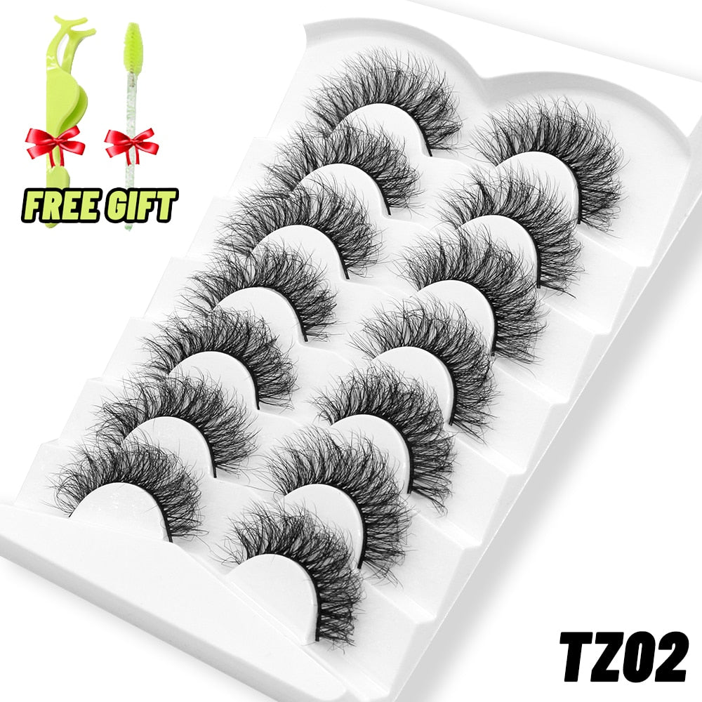 6D Faux Mink Eyelashes Long Lasting Fluffy Mink Lashes Dramatic Volume lashes Thick Long 5/7 Pairs