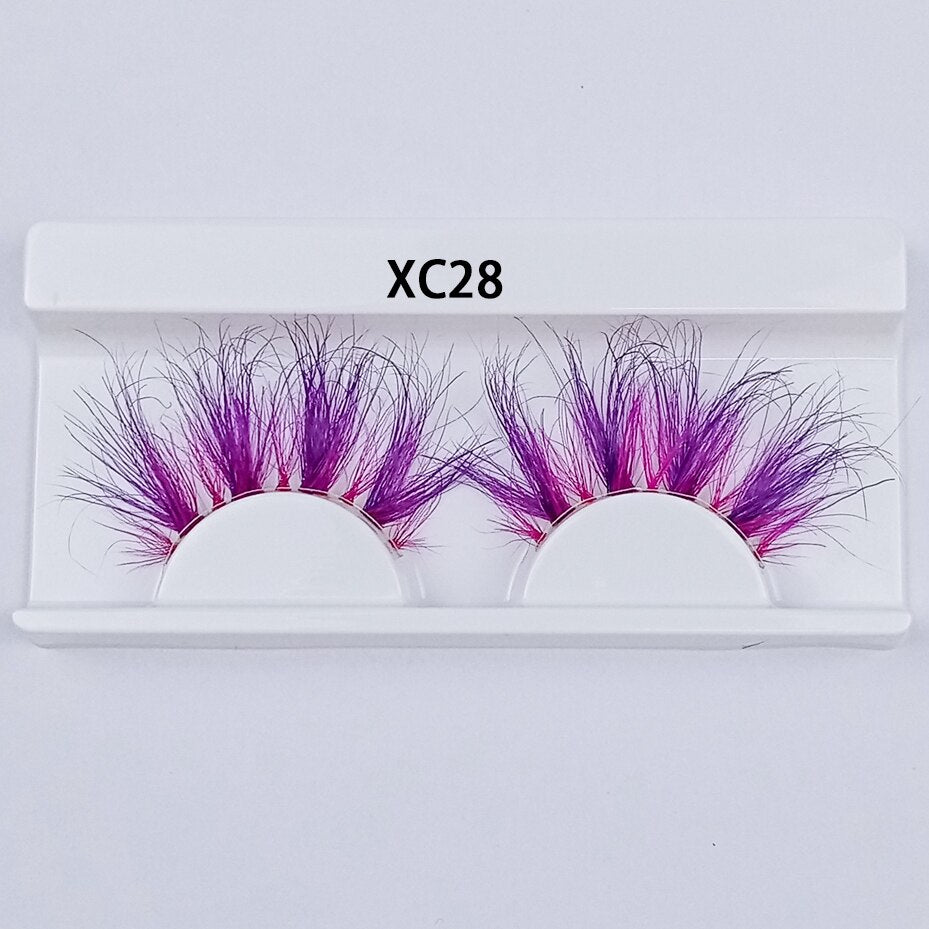 Colored Mink Eyelashes 25mm Lashes Fluffy Messy 3D False Eyelashes Dramatic Long Natural Mink fake Lashes
