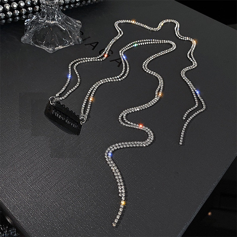 Bling Bling Rhinestones Head Chain Hairpin Hair Clip Headdress Jewelry Luxury Long Tassel Bride Ornaments Girls Hair Accessories