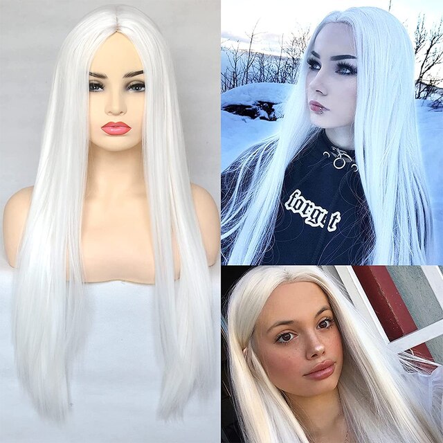 Long Straight Green Belt Bangs Ladies Synthetic Wig 26 Inches 65 Cm Cosplay Anime High Temperature And Heat Resistant Fiber Wig