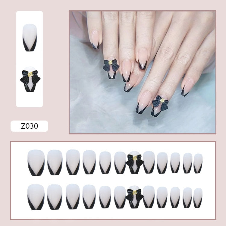 24Pcs/Set 3D Butterfly Bow Bride Fresh and Elegant White Wear DIY Manicure Nail Art Tools