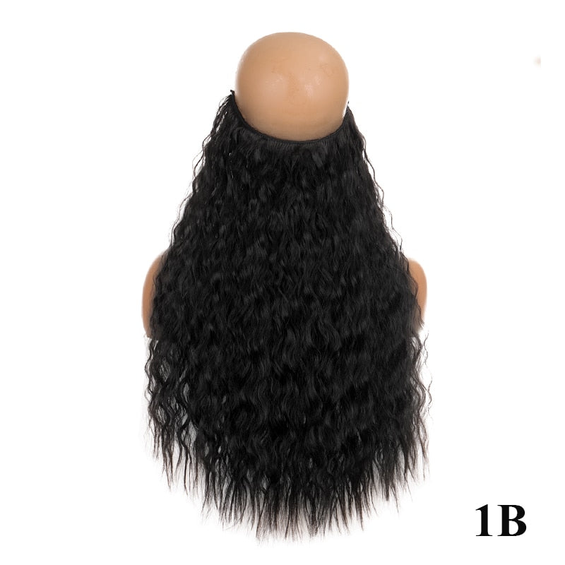 Invisible Wire No Clip One Piece Hair Extensions Secret Fish Line Hair Pieces Wave Straight Synthetic Fake 24 inch