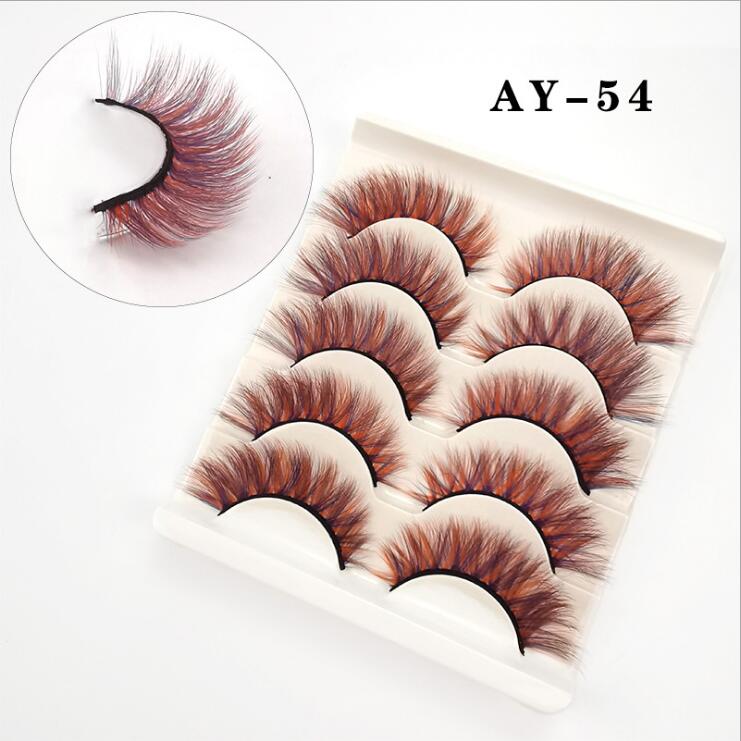 5 Pairs 3D White Mink Lashes Natural Long Thick Fluffy Colorful False Eyelashes Lash Extension